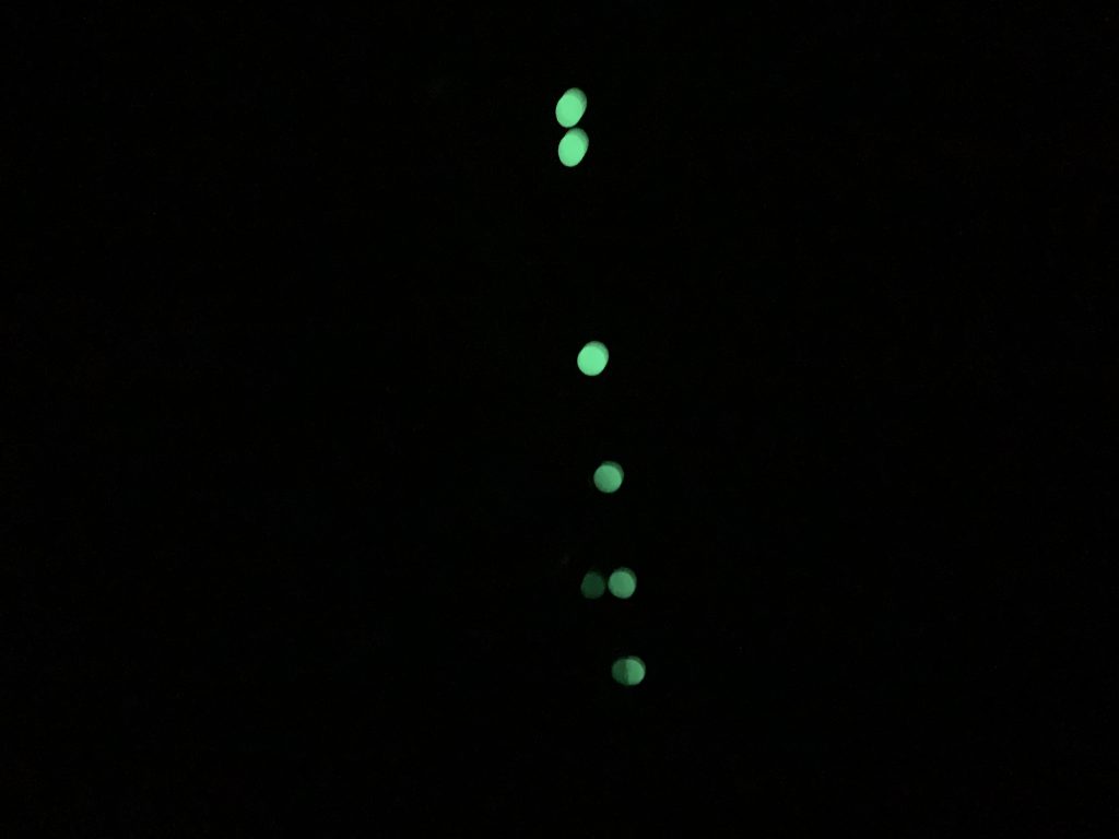 暗闇で光る指板の蓄光シール